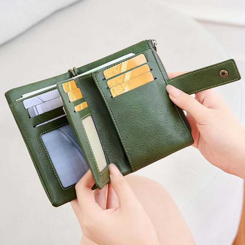 Porte-monnaie en cuir pour femme, Green
