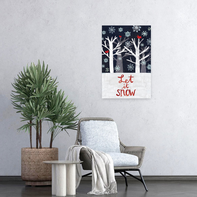 «Let It Snow», art contemporain de paysage d'hiver abstrait, H 24 po x l 16 po