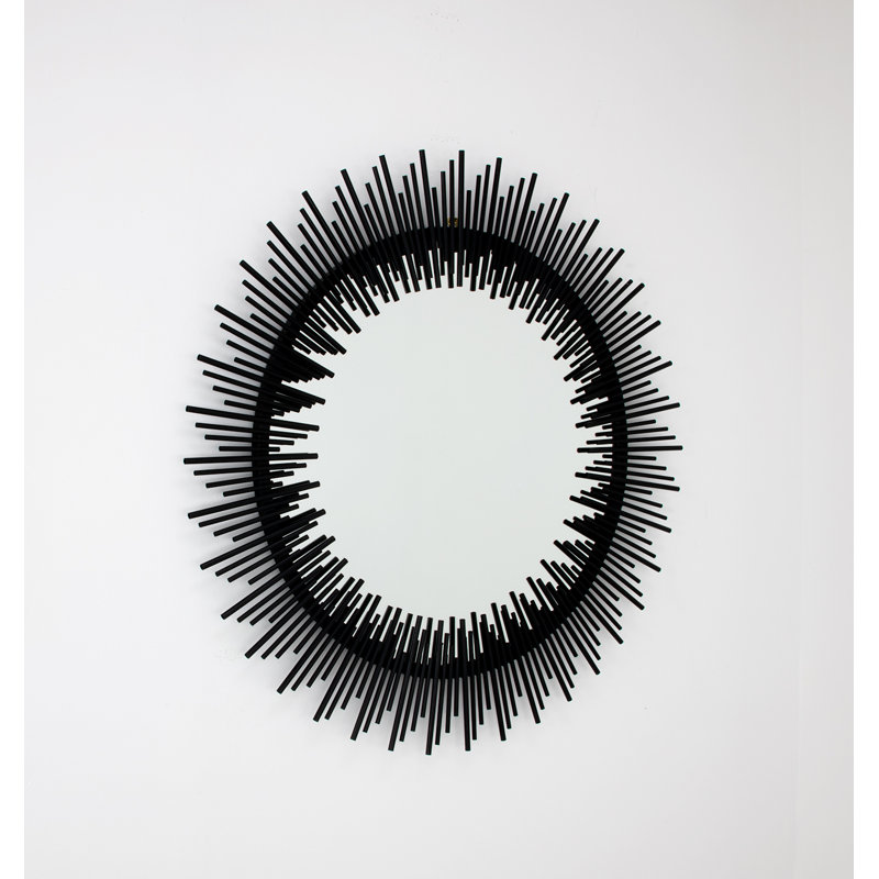 Pierre Sunburst Metal Mirror, Matte Black