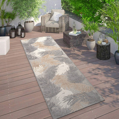 Tapis d'intérieur et d'extérieur à motif floral beige / gris / brun Hernandez
