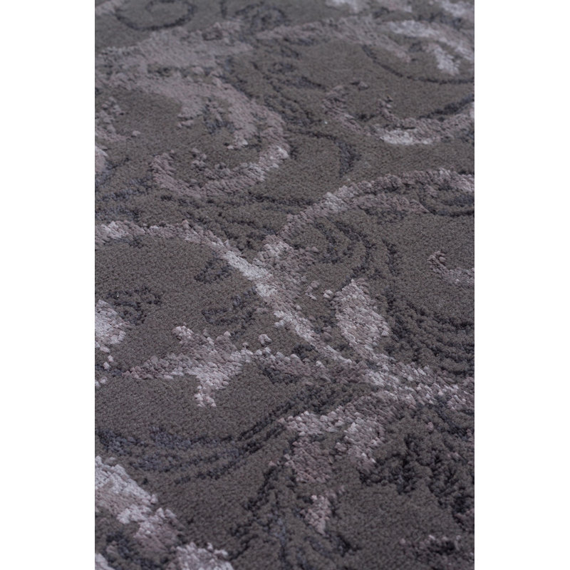 Tapis noir en polyester tissé à la machine Maghin, Rectangle 3 pi 11 po x 5 pi 11 po