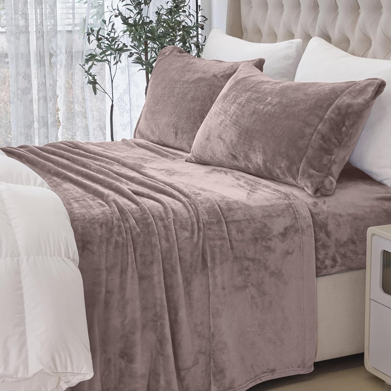 Ensemble de 4 valises pour chambre d'amis, Ensemble de draps pour lit simple TG avec 2 taies , Rose