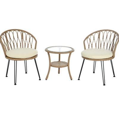 Ensemble de mobilier d'extérieur avec 2 chaises et une table ronde, polyvalente pour différentes occasions, table de chaise de haute qualité pour moments de détente, avec pe