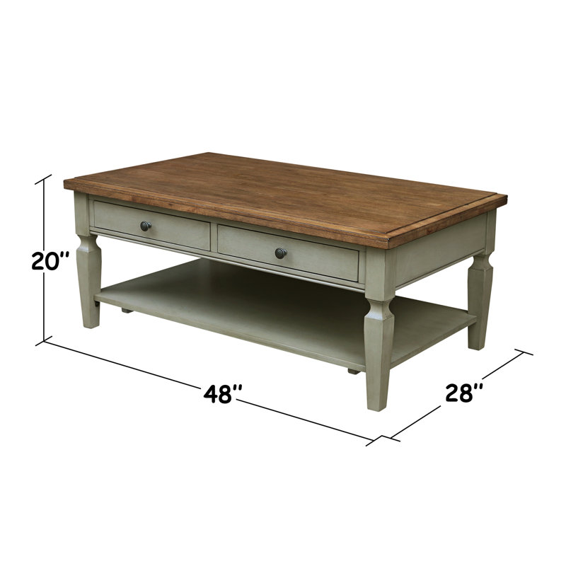 Table basse avec rangement Briseno, Hickory / pierre