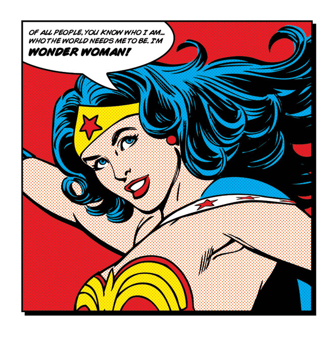 Wonder Woman Quote Graphic Art Print, 40cm H x 40cm W, Paper