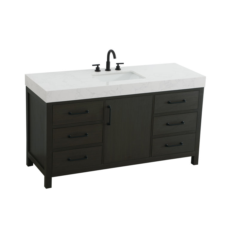Meuble-lavabo simple 60 po_Traditional_VF60660, Brun moka