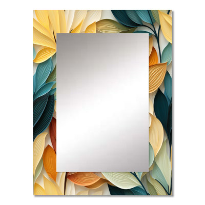 Earthy Tones Natures Palette Botanical Plants - Floral Mirror, Floral Decorative Wall Mirror, Printed Metal Art
