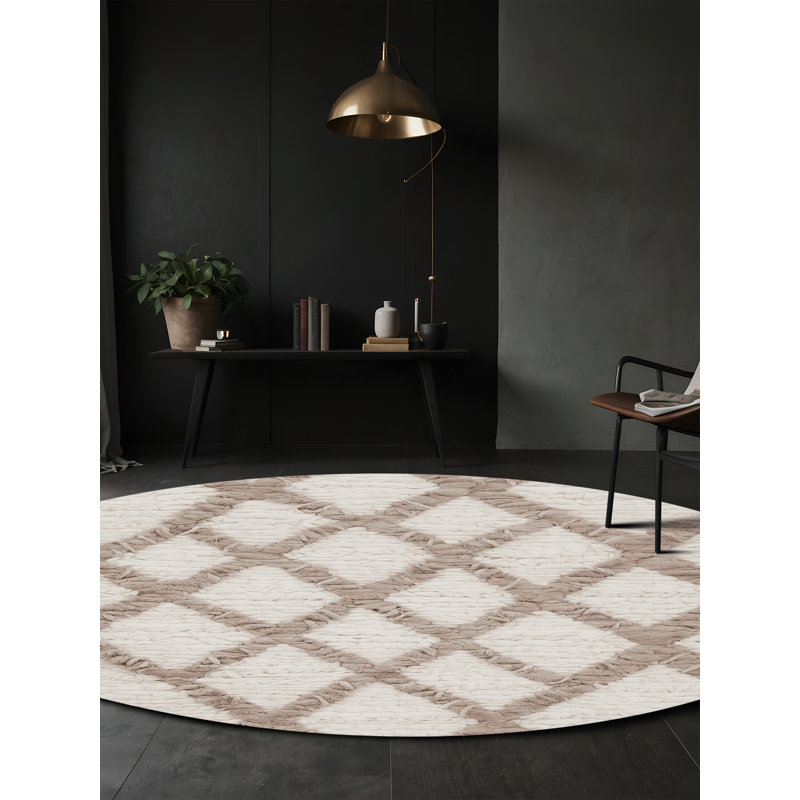 Machine Washable Gray Area Rug, Round 4'