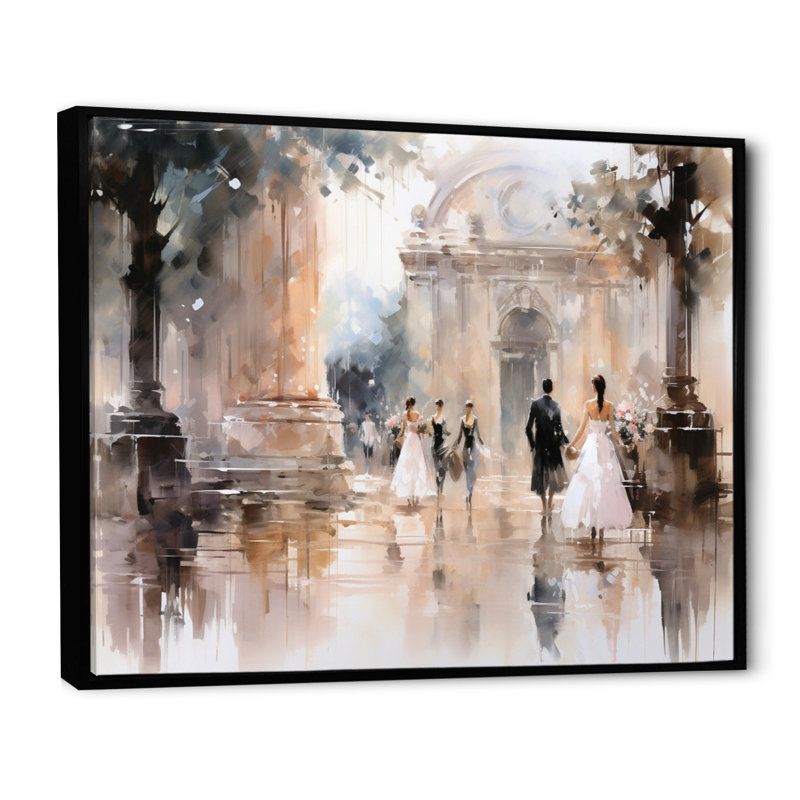 Impression sur toile Fashion Impressionist Elegance II, H 34 po x l 44 po x P 1,5 po, Cadre flottant noir