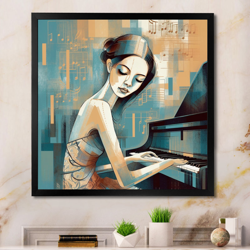 Classician Pianist I - impression, Toile encadrée noire à coins fermés, H 16 po x l 16 po x P 1 po