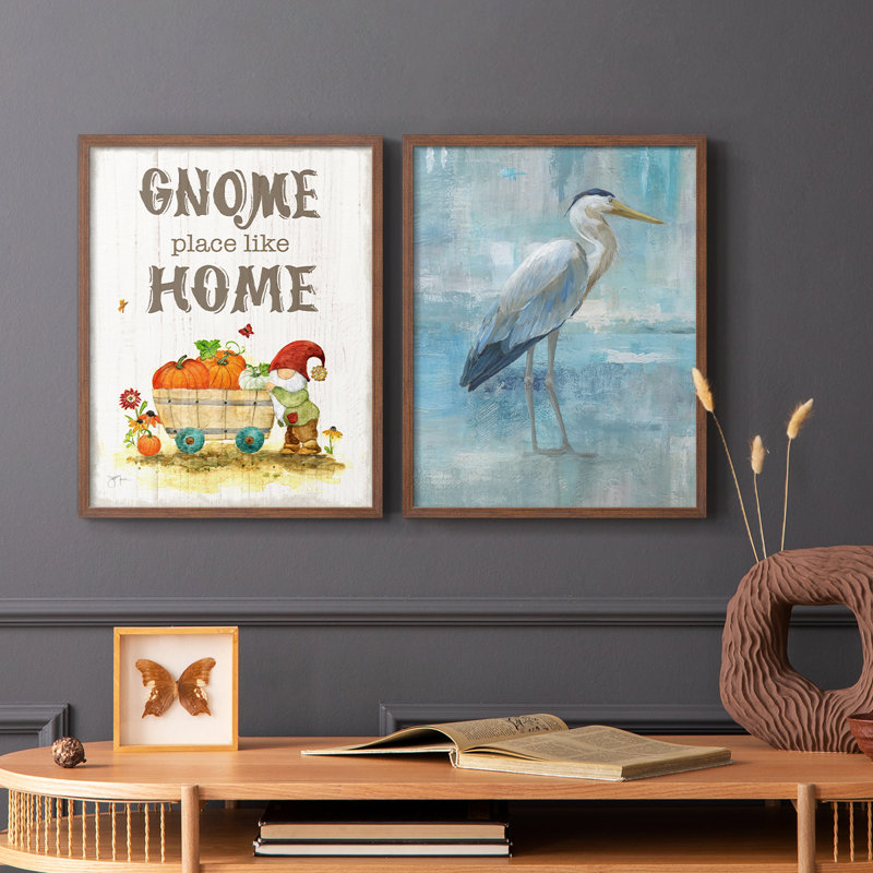 Gnome Place - reproduction encadrée de qualité supérieure - prête à être accrochée - aucun clou requis - aucun clou requis