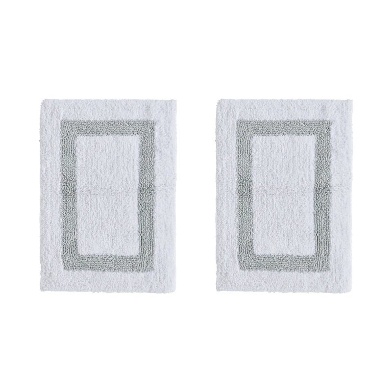 Ensemble de tapis pour salle de bain 2 pièces 100% coton 2370 g / m² Broshouse, tapis de salle de bain touffeté ultra moelleux, super absorbant certifié OEKO-TEX®, réversible, lavable à la machine, confort semblable au spa, blanc / bleu