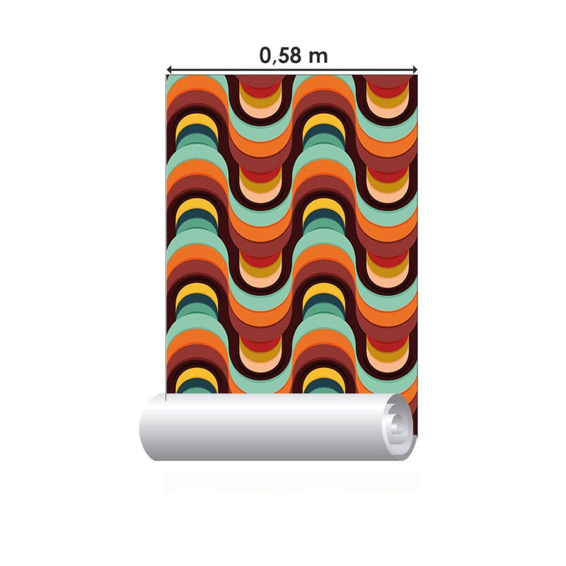 Abstract Waves Retro Peel & Stick Wallpaper N016066