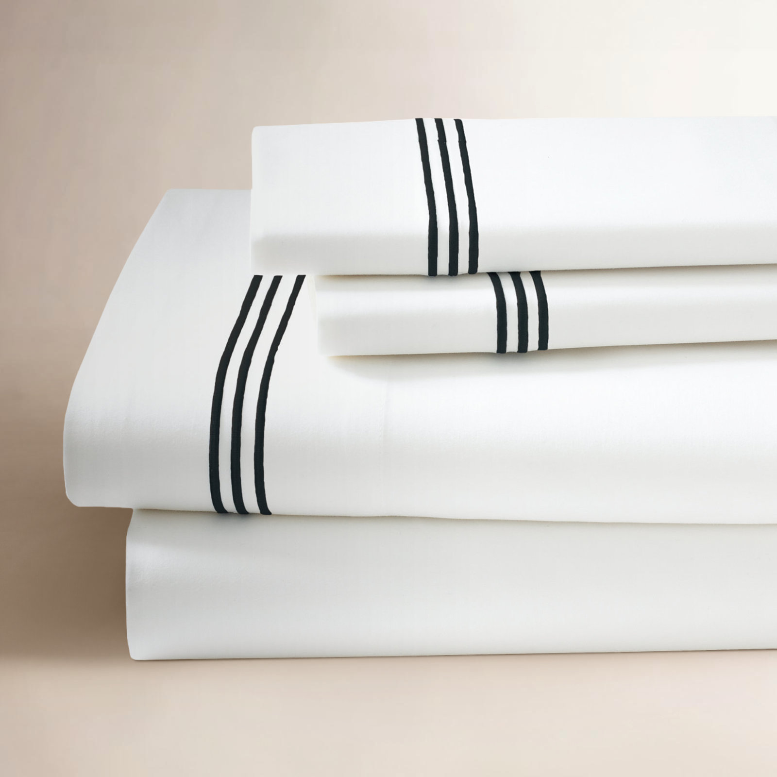 Ravana Cotton Blend Percale Flat Sheet, King Flat Sheet, Black