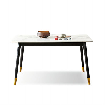White Sintered Stone tabletop with Solid wood Dining Table For Dining Room/Kitchen