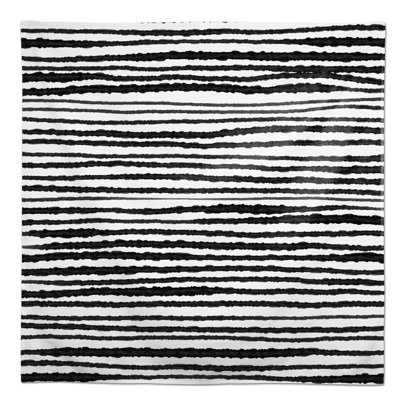 Nappe carrée à rayures en polyester, Noir