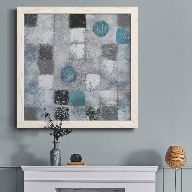 Papillon sur bleu - Reproduction d'art sur toile encadrée, H 27,5 po x l 27,5 po x P 1,5 po, Cadre blanc