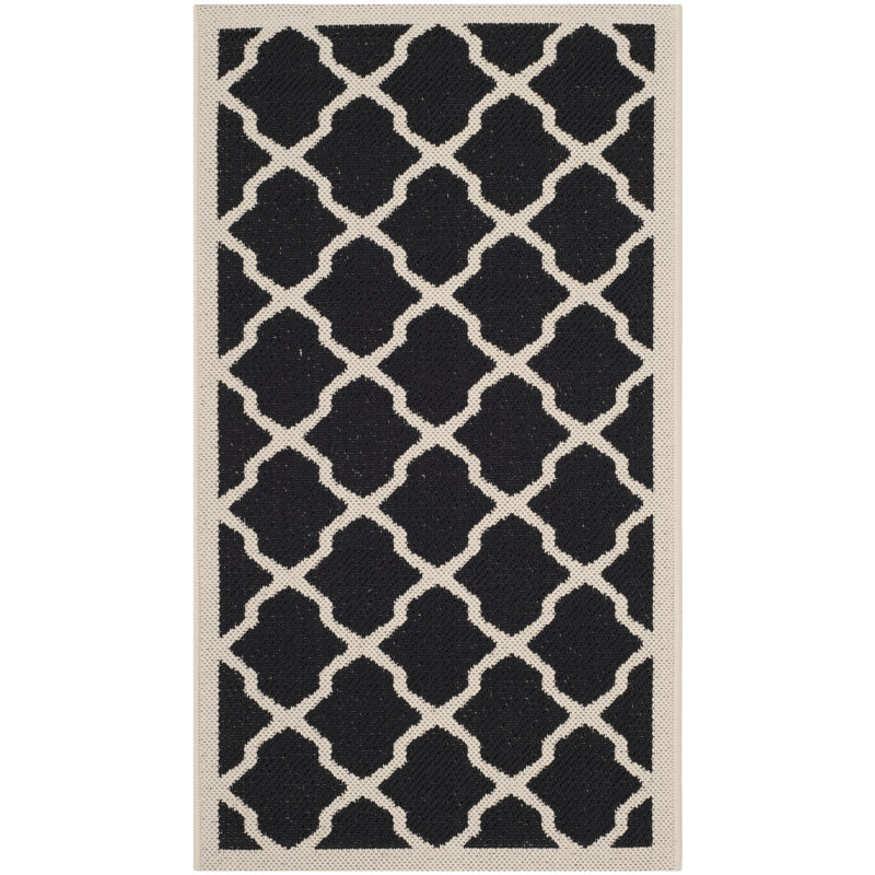 Arneshia Black Indoor/Outdoor Area Rug, Rectangle 2'7" x 5'