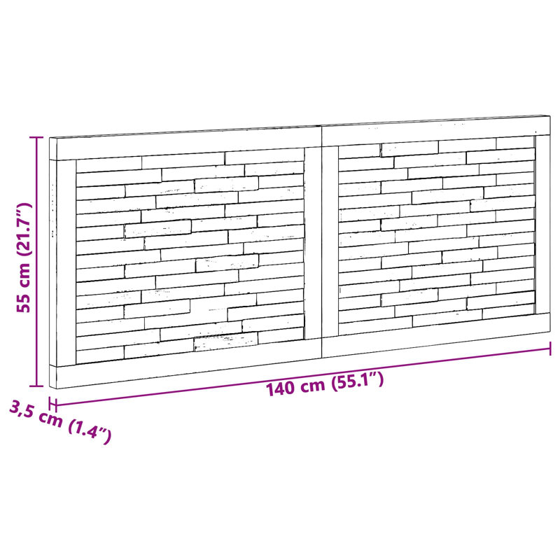 Solid Wood Headboard, European Double (140 x 200 cm)