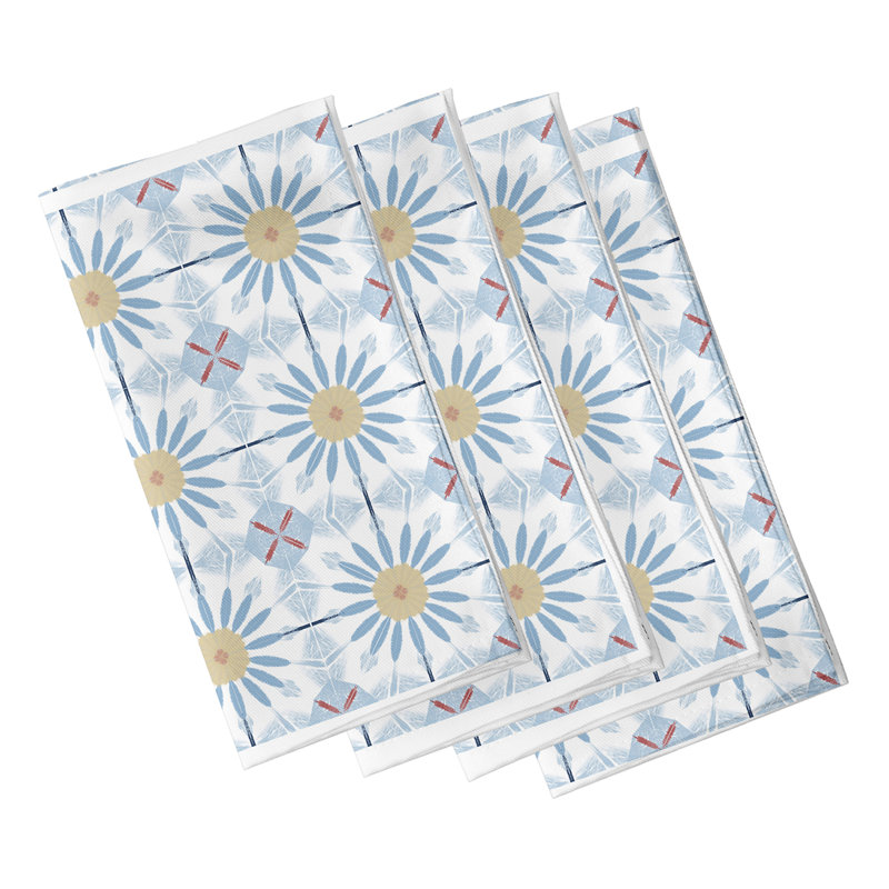 Friedman Polyester Floral Square Napkin, Blue