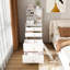 Table de coiffeuse multifonctionnelle avec miroir à DEL réglable, tabouret caché et 4 tiroirs blancs pour l'organisation de la chambre à coucher