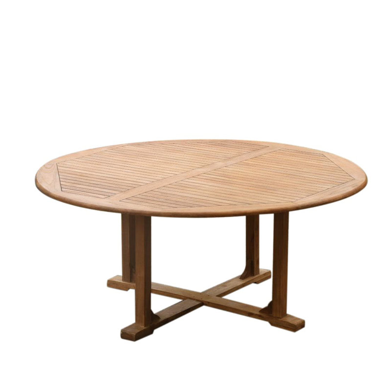 3 Seats 4 Pcs Grade-A Teak Wood Dining Set: 60" Round Table And 3 Devon Armless Chairs #01Dv73, 30.5" H x 72" W, 4
