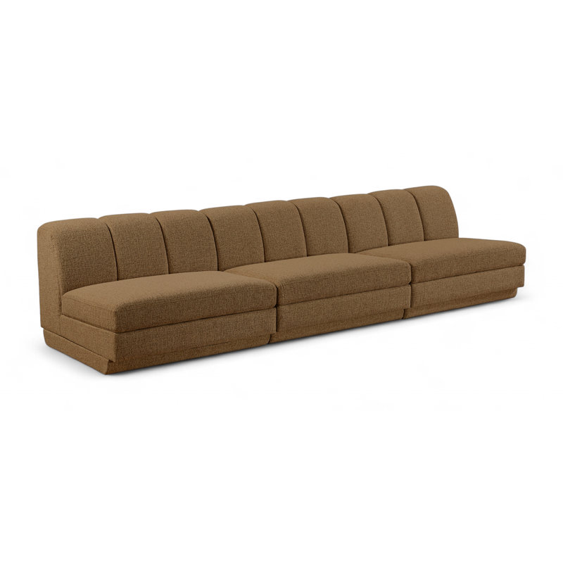 Tissu Chiquita rembourré 3 pièces Canapé modulaire, Brun