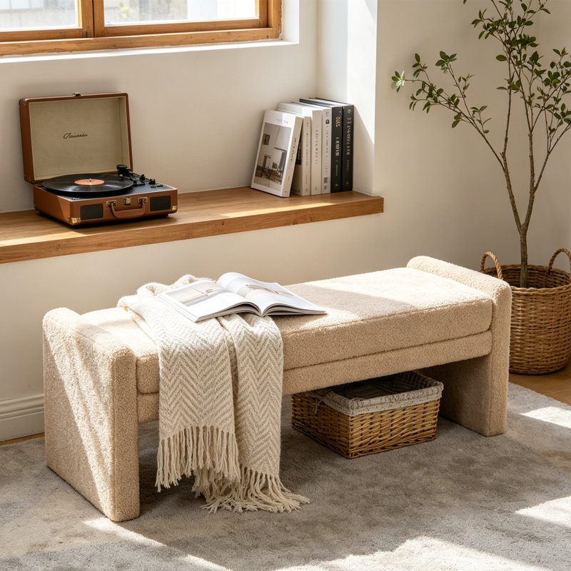 Banc de chambre en tissu 66,9 po, Blé