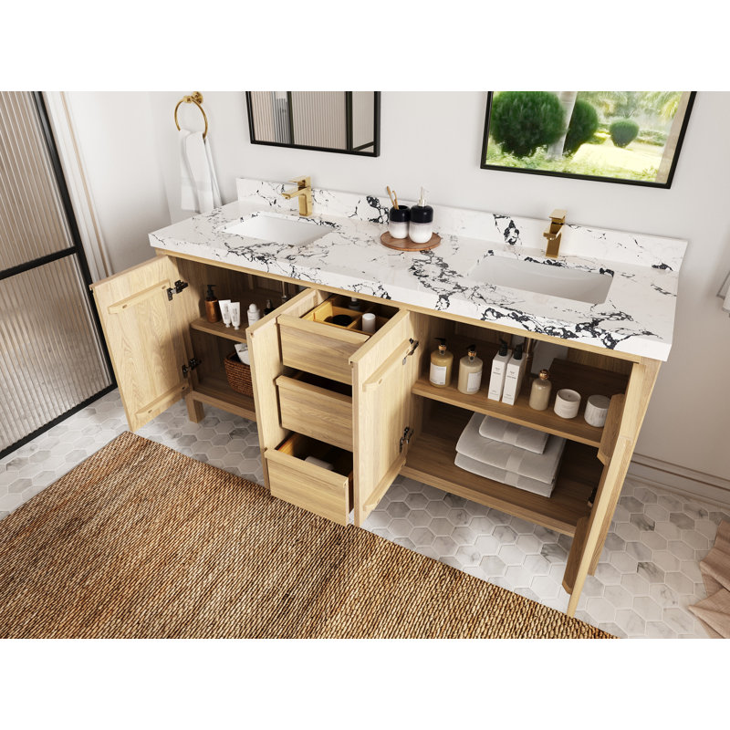 Chêne blanc Elizabeth X P 22 po Meuble-lavabo double en D, 1,5 PO – blanc