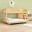 Lit superposé en bois avec tablettes, garde-robe ouverte, garde-corps et dispositif d'escalade-1068831758-1068831759