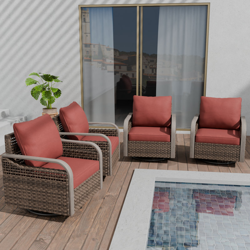 Ensemble de 4 chaises de patio Timicka, Rouge