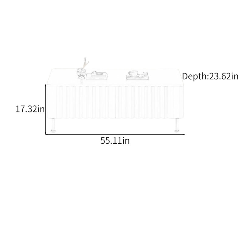 Table basse ondulée Wave, Noir, H 17,32 po x L 55,11 po x l 23,62 po, Noir