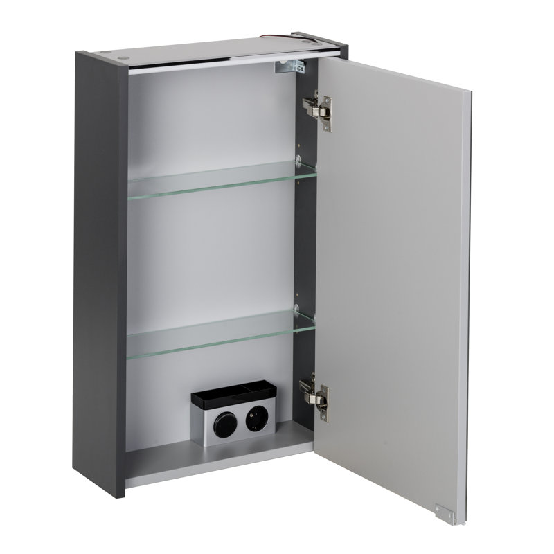 Denver 420mm W 800mm H Wall Cabinet Frameless Medicine Cabinet Mirror 2 Adjustable, Anthracite
