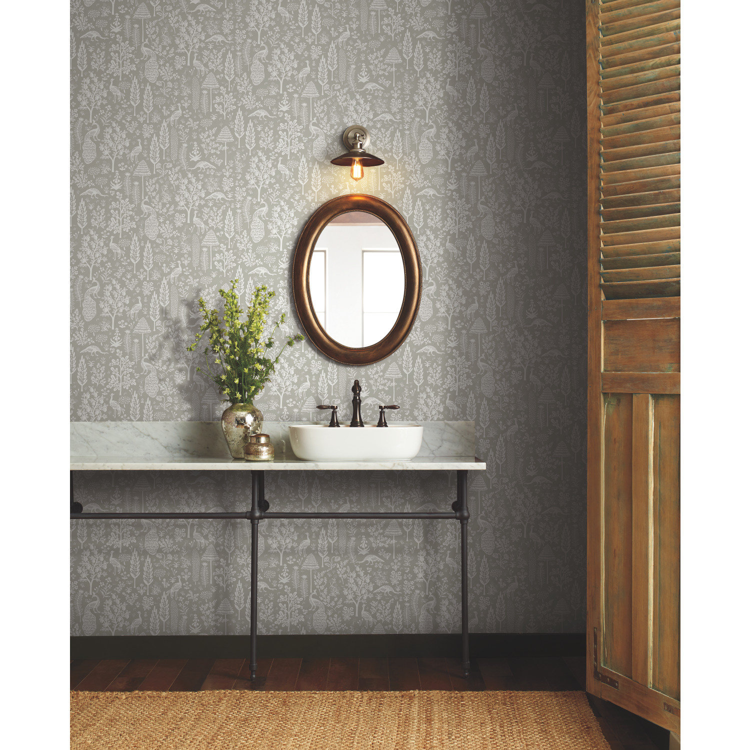 Menagerie Toile Wallpaper Roll, Black