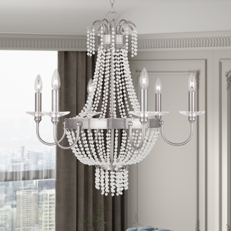 Rachedi 6 - Light Dimmable Empire Chandelier, Brushed Nickel