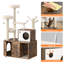 Grand arbre à chat classique en bois avec bac à litière caché Classic Brown-1301773757