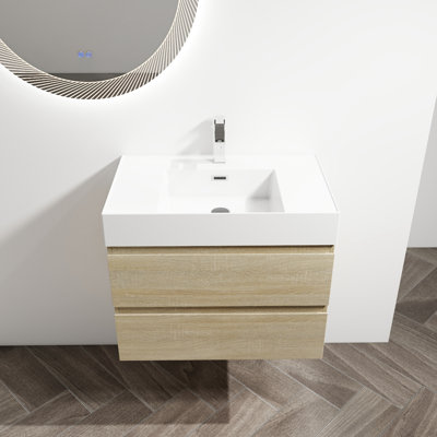 Modern Bathroom Vanity 30", Wall Mounted, Resin Sink, 2 Drawers, Lustre 30" With Sink & 2, Sparkle