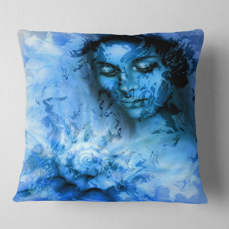 Young Woman With Closed Eyes - Portrait Printed Pillow, 16" x 16", Throw Pillow
