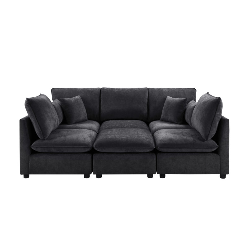 Canapé modulaire moderne Canapé modulaire de 93,7 po, Chenille noir
