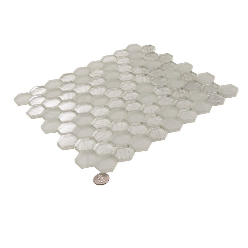 1.2" x 1.2" Glass Honeycomb Mosaic Wall & Floor Tile, White