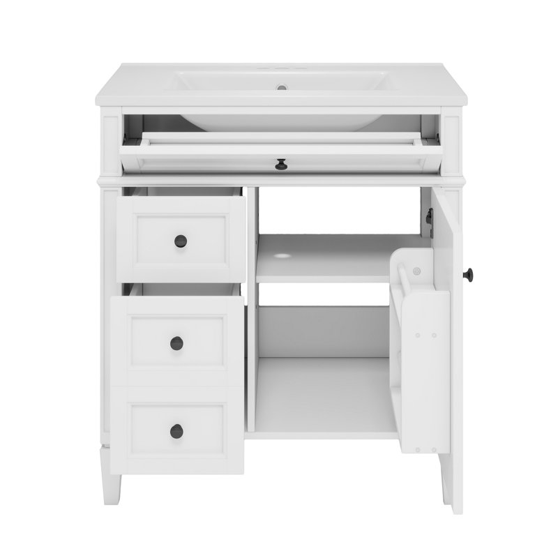 Meuble-lavabo de 30 po avec lavabo supérieur, Blanc