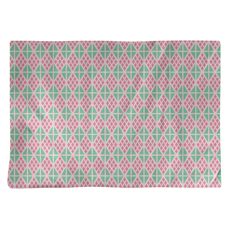 Napperon en coton 18 po Classic Diamonds, Rose / sarcelle