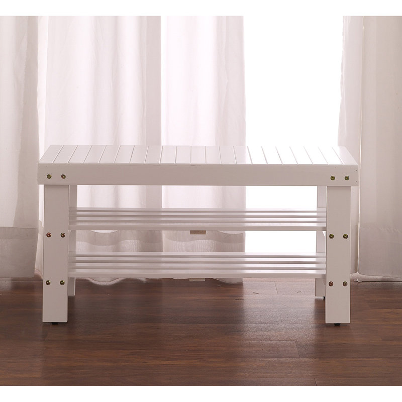 Pina Quality Solid Wood Shoe Bench, White