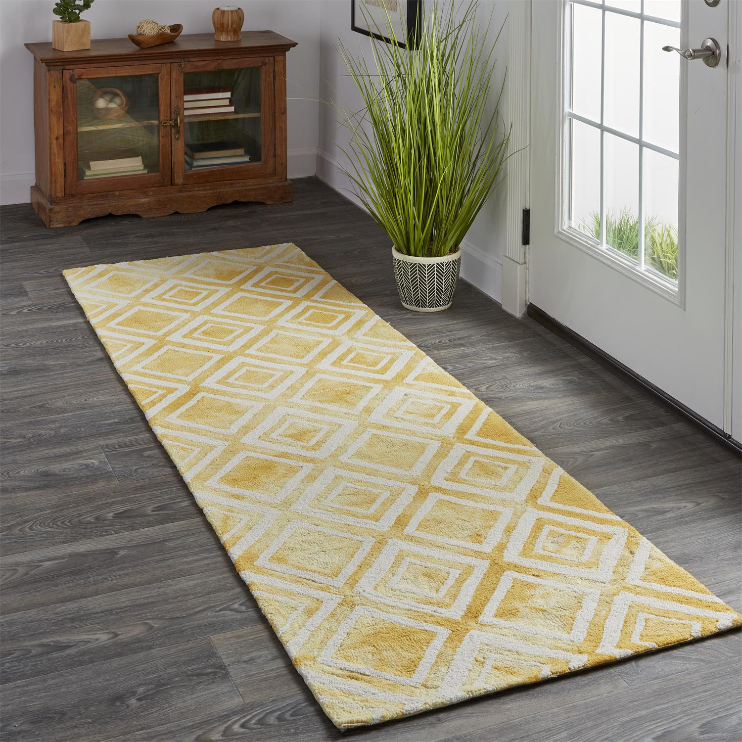 Dakota Fields Tarah Graphic Area Rug, Golden Diamonds, Yellow, 8Ft X ...