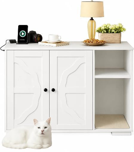 Enceinte de litière moderne pour chat, grande armoire cachée avec concentrateur électrique et entrée pour animaux de compagnie