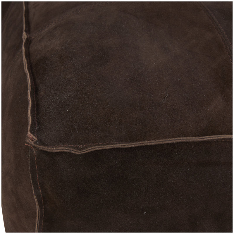 Dark Brown Genuine Leather Square Ottoman Pouf