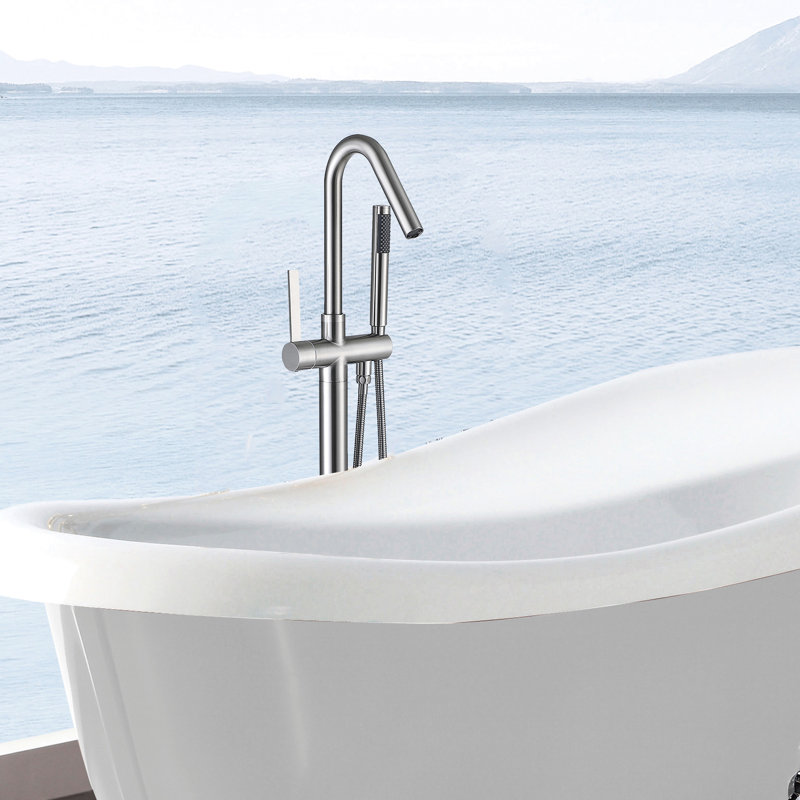 Robinet de baignoire autoportant contemporain avec douche à main et performance robuste