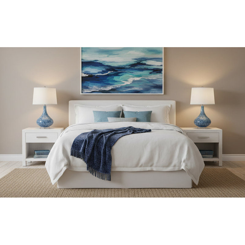 Atrani 28 in. Dappled Blue and White Table Lamp