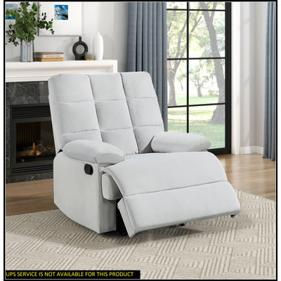 Reclining Chair With Light Gray Velvet Upholstery And Square Tufted Back, Perfect For Relaxation And Comfort