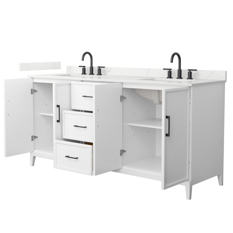 Elan 72'' W Vanity, White, 8" Center, Matte Black